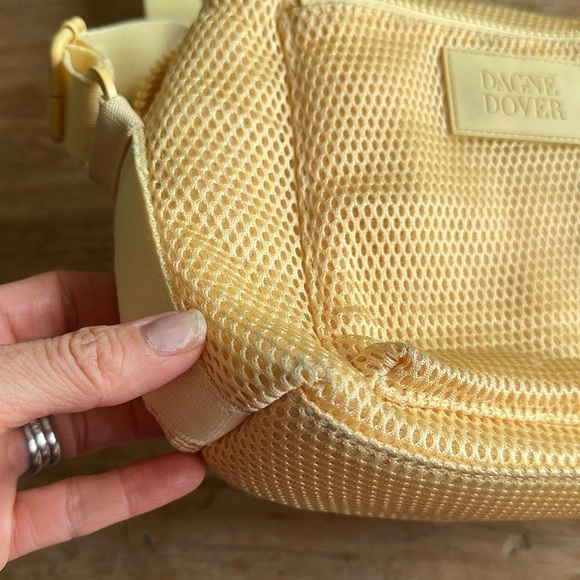 Dagne Dover Yellow Air Mesh Minimalist Crossbody Bag with Dust Bag - Picture 15 of 17